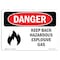 Signmission Safety Sign, OSHA Danger, 18" Height, 24" Width, Keep Back Hazardous Explosive Gas, Landscape OS-DS-D-1824-L-2392 - alternate 1